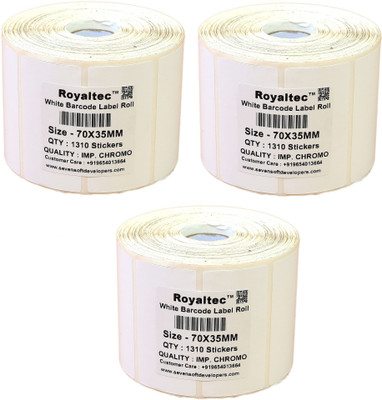 

Royaltec 70X35MM Barcode Label Set of 3 Self-adhesive Paper Label(White)