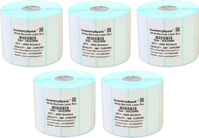 

InventorySpark 38X25MM Barcode Pack of 5 Self-adhesive Paper Label(White)