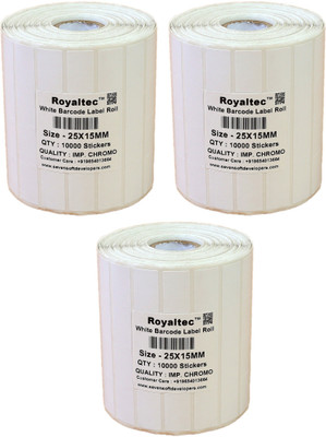 

Royaltec 25X15MM Barcode Label Set of 3 Self-adhesive Paper Label(White)