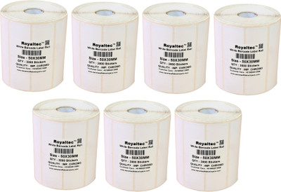 

Royaltec 50X30MM Barcode Label Set of 7 Self-adhesive Paper Label(White)