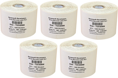 

Sevensoft Developers 70X48MM Barcode Label Set of 5 Self-adhesive Paper Label(White)