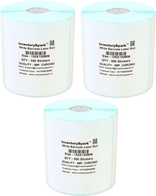 

InventorySpark 100X100MM Barcode Label Pack of 3 Self-adhesive Paper Label(White)