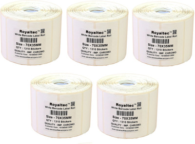 

Royaltec 70X35MM Barcode Label Set of 5 Self-adhesive Paper Label(White)