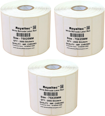 

Royaltec 75X25MM Barcode Label Set of 3 Self-adhesive Paper Label(White)