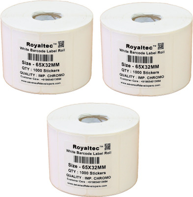 

Royaltec 65X32MM Barcode Label Set of 3 Self-adhesive Paper Label(White)