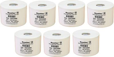 

Royaltec 65X32MM Barcode Label Set of 7 Self-adhesive Paper Label(White)