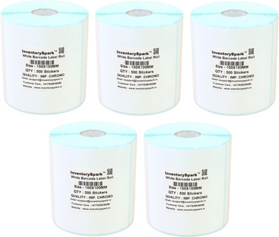 

InventorySpark 100X100MM Barcode Label Pack of 5 Self-adhesive Paper Label(White)