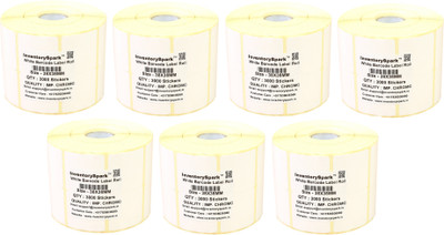 

InventorySpark 38X38MM Barcode Roll Pack of 7 Self-adhesive Paper Label(White)