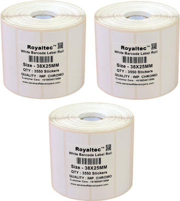 

Royaltec 38X25MM Barcode Label Set of 3 Self-adhesive Paper Label(White)
