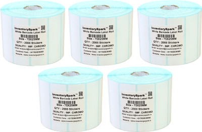 

InventorySpark 75X25MM Barcode Label Pack of 5 Self-adhesive Paper Label(White)