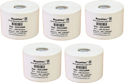 

Royaltec 65X32MM Barcode Label Set of 5 Self-adhesive Paper Label(White)