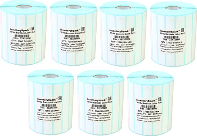 

InventorySpark 33X15MM Barcode Roll Pack of 7 Self-adhesive Paper Label(White)