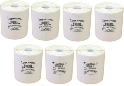 Sevensoft Developers 50X50MM Barcode Label Set of 7 Self-adhesive Paper Label(White)
