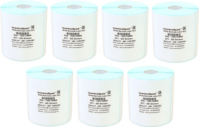 

InventorySpark 100X100MM Barcode Roll Pack of 7 Self-adhesive Paper Label(White)