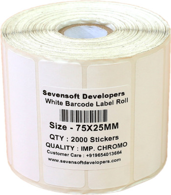 

Sevensoft Developers 75X25MM Barcode Label (3X1 INCH) Self-adhesive Paper Label(White)