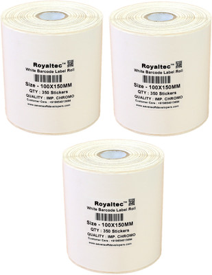 

Royaltec 100X150MM Barcode Label Set of 3 Self-adhesive Paper Label(White)