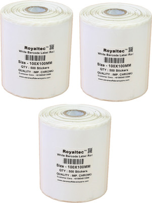 

Royaltec 100X100MM Barcode Label Set of 3 Self-adhesive Paper Label(White)
