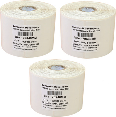 

Sevensoft Developers 70X48MM Barcode Label Set of 3 Self-adhesive Paper Label(White)