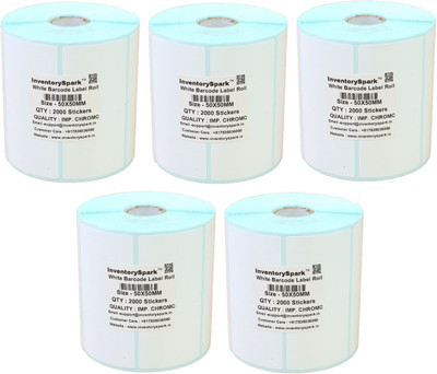 

InventorySpark 50X50MM Barcode Label Pack of 5 Self-adhesive Paper Label(White)