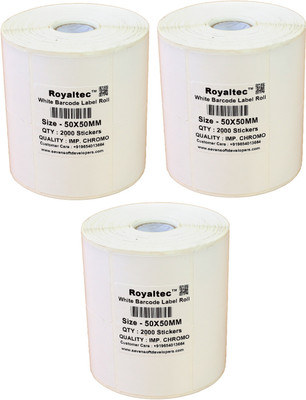 

Royaltec 50X50MM Barcode Label Set of 3 Self-adhesive Paper Label(White)