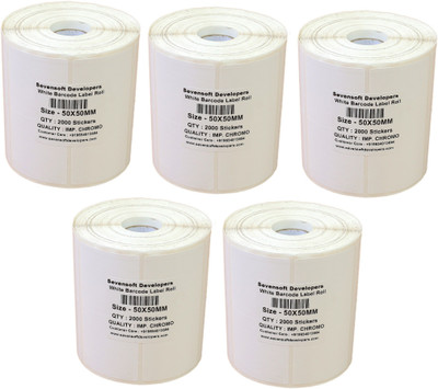 

Sevensoft Developers 50X50MM Barcode Label Set of 5 Self-adhesive Paper Label(White)