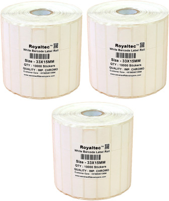 Royaltec 33X15MM Barcode Label Set of 3 Self-adhesive Paper Label(White)