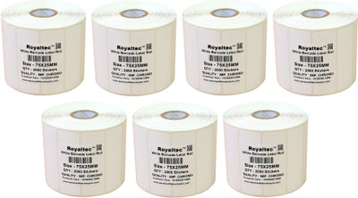 

Royaltec 75X25MM Barcode Label Set of 7 Self-adhesive Paper Label(White)