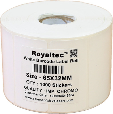 

Royaltec 65X32MM Barcode Label (2.6X1.3 INCH) Self-adhesive Paper Label(White)