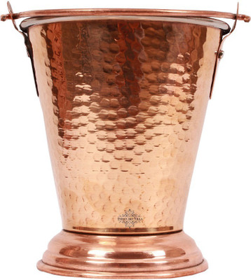 

IndianArtVilla Steel Copper Bucket - Vegetable Dish Serving Home Pot 0.3 L(Steel, Copper), Brown;silver