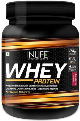 

Inlife Whey Protein Powder With Isolate Concentrate Hydrolysate & Digestive Enzymes - 400 Grams (Strawberry) Whey Protein(400 g, Strawberry)