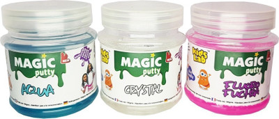 

KidsLab Magic Putty Crystal, Aqua, Fuschia 300gms (pack of 3 x 100gms) Multicolor Putty Toy