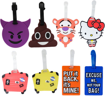 

Tootpado Luggage Tag Set Emoji Cartoon Suitcase Message - Pack of 8 (CLNT44) - Bag Travel Tags Luggage Tag(Multicolor)