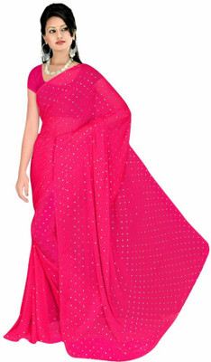 Stylish Sarees Solid/Plain Bollywood Chiffon Saree(Pink)