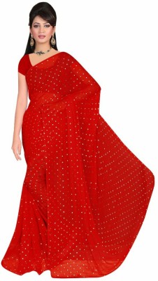 Stylish Sarees Embellished Bollywood Chiffon Saree(Red, White)