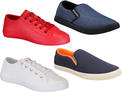 

Pexlo Combo Pack of 4 Casual Shoes (Loafers Shoes) Sneakers For Men Sneakers For Men(Multicolor, Blue;red & white