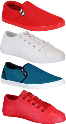 

Pexlo Combo Pack of 4 Casual Shoes (Loafers Shoes) Sneakers For Men Sneakers For Men(Multicolor, Red;white;black & blue