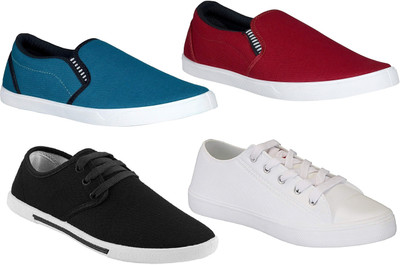 

Pexlo Combo Pack of 4 Casual Shoes (Loafers Shoes) Sneakers For Men Slip On Sneakers For Men(Multicolor, Maroon;white;black & blue