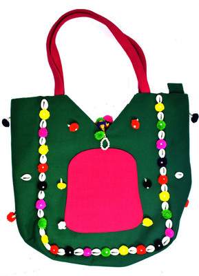 

Saffronworld Women Formal Green Canvas Hand-held Bag