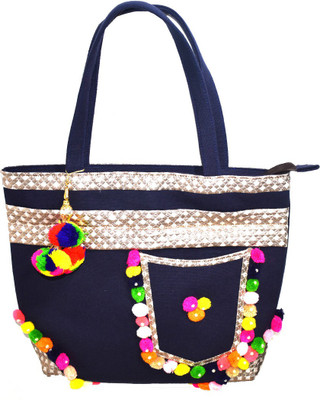 

Saffronworld Women Formal Blue Canvas Hand-held Bag