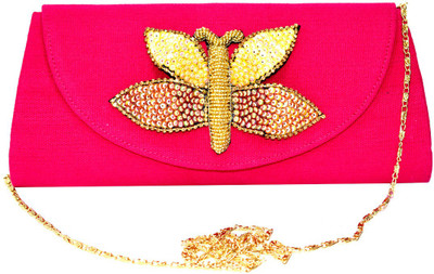 

Saffronworld Women Evening/Party Pink Cotton Clutch