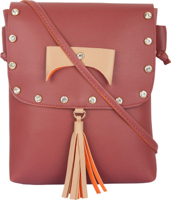 

Rajni Fashion Girls Casual Maroon, Beige PU Sling Bag, Beige;maroon