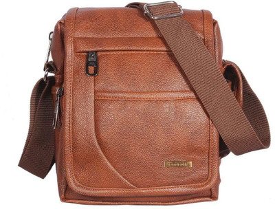

HANDCUFFS Men & Women Casual Tan Leatherette Sling Bag