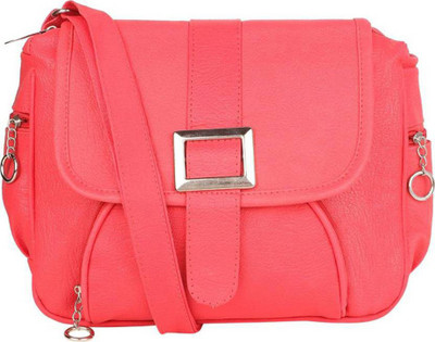 

Shoppinggyan Women Casual Pink PU Sling Bag