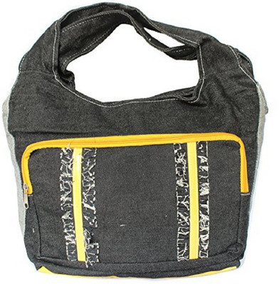 Hydes Girls Casual Black Cotton Shoulder Bag
