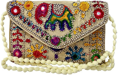 FORE TREND Girls Evening/Party, Casual White Cotton Sling Bag