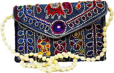 

FORE TREND Girls Evening/Party, Casual Blue Cotton Sling Bag