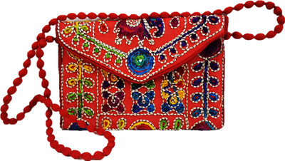 

FORE TREND Girls Evening/Party, Casual Red Cotton Sling Bag