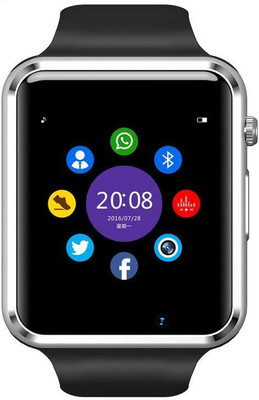 

MUSTTALK Bluetooth Smartwatch with Camera/Sim & SD Card Slot/Calling Function/Touch Screen for Zfon_ 3s Max Silver Smartwatch(Black Strap Free Size)