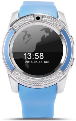 

Lionix V8 Bluetooth Smartwatch With Sim & Tf Card Support With Apps Like Facebook And Whatsapp Touch Screen Multilanguage Android/Ios Mobile Phone Wrist Watch Phone With Activity Trackers And Fitness Band Blue Smartwatch(Blue Strap Free Size)