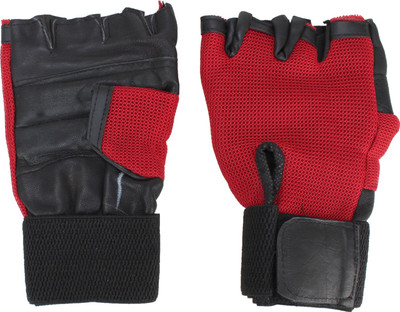 

aroraonlinetraders Heavy leather Netted With Wrist Support Gym & Fitness Gloves (M, Red) Gym & Fitness Gloves (, Red